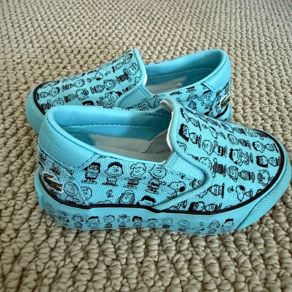 Lacoste x Peanuts Toddler Size 5 Blue Slip-On Shoes
